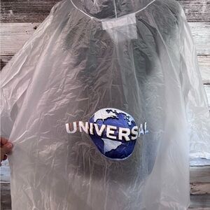 New In Bag-Universal Clear Rain Poncho with Blue and White Globe Logo- Used Once